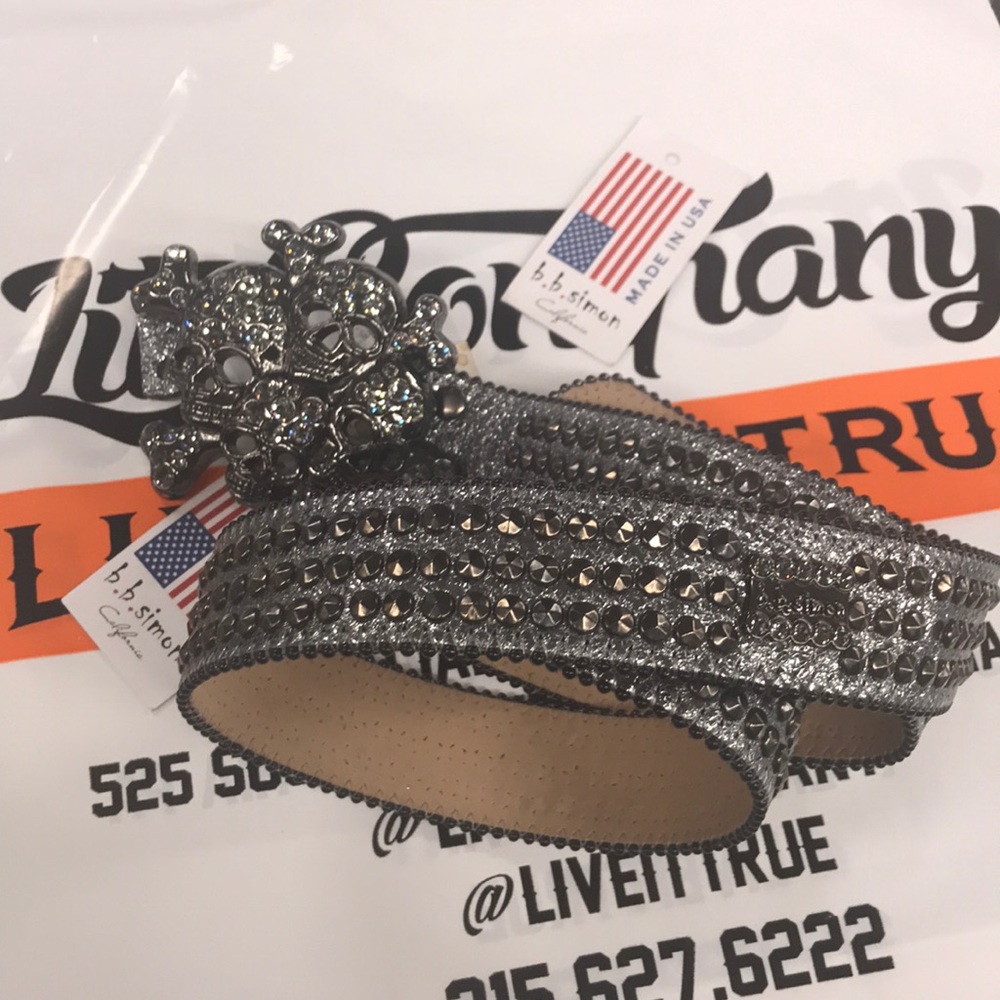 b.b.Simon grey Italian leather Swarovski crystal
